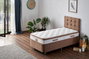 Hanah Home Conjunto Colchón, Base y Cabecero Individual 90 x 190 cm - Marrón Claro